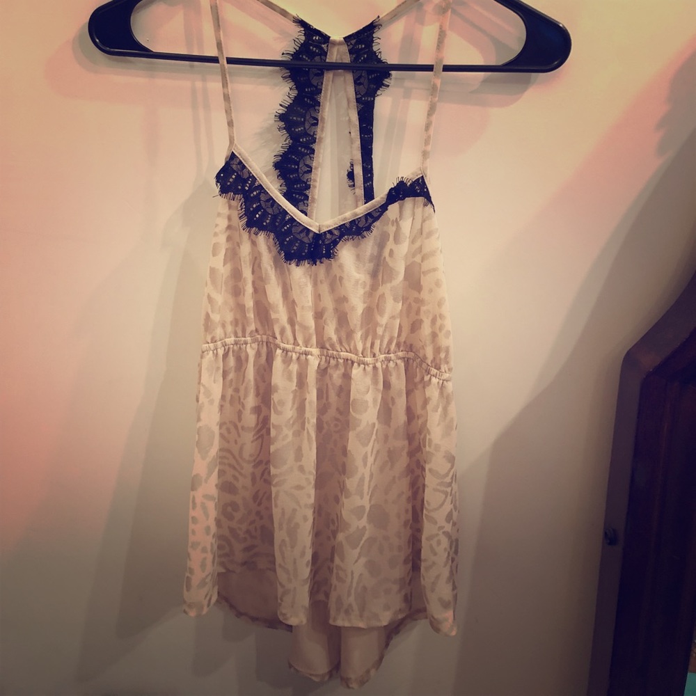 Buckle Print & Lace Tank